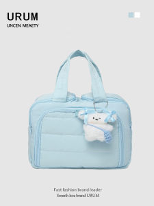 URUM Large Capacity Double Opening Portable Makeup Bag Womens 2025 New Handheld Travel Cosmetic Toiletry Storage Bag