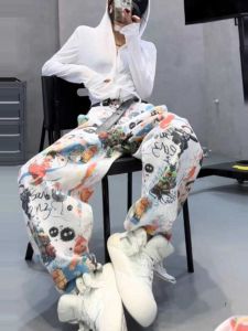 White Casual Wide Leg Pants Street Style Hip Hop Cuffed Beach Trousers Low Waist Loose Fit Women Summer Fashion Cotton