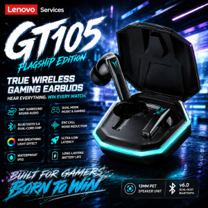 Lenovo | Original Lenovo GT105 Gaming Bluetooth 6.0 Earbuds Adaptive ANC Wireless Earphones Low Latency HiFi Sound TWS ENC Headphones Mic