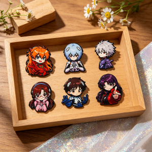 Bandai | HOT 6pcs Anime Figures Enamel Pin Cartoon Badge On Backpack Lapel Pins Cute Brooches for Jackets Cosplay Accessories Gift Toys