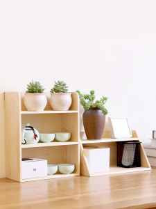 Simple Multi-layer Solid Wood Desktop Organizer Rack Office Storage Student Dormitory Storage Box Dustproof Wheel Anti-mold