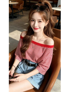 Shalldoer | One-shoulder Stripe T-shirt Female