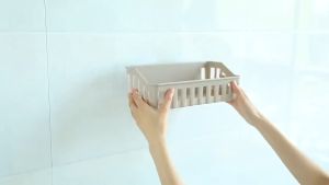 Bathroom Plastic Storage Rack Self Adhesive Seamless Kitchen Wall Hanging Storage Organizer ABS