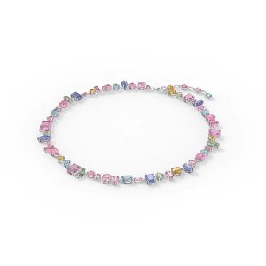 💖Swarovski💖Gema mixed cut colored gemstone pendant necklace S925 sterling silver womens fashion necklace hypoallergenic non-allergenic Valentines Day gift birthday gift for girlfriend bestie