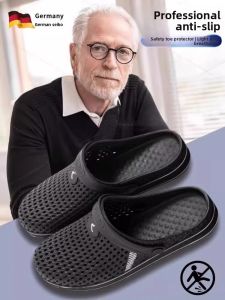 MONLEYTA | German Anti-Slip Slippers For Men Outdoor Wear Summer New Style Head Covered Hole Design Elderly People Comfortable PVC Material