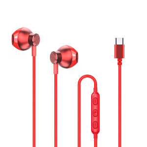Pain-Free Wired Pink Earphones for Women Cute Stereo Sound Metal Material Type-C Compatible with Oppo Huawei Vivo Honor