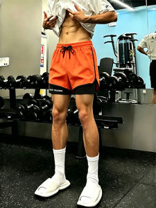 Quick Drying Anti Peeping Mens Training Shorts Orange