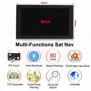 2025 New Car GPS Navigation 9 Inch Touch Screen Navigator Truck 256M+16G Built in Europe Map Hi-Fi Speaker FM Transmitter Player