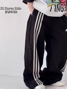 Sporty Casual Pants for Boys And Girls with Side Stripe Design Spring Summer Autumn Wear for Children Non-Fleece Long Trousers