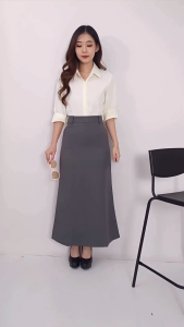 Rok Panjang Polos A Line Formal Kerja Kantor Kuliah Bahan Gracella