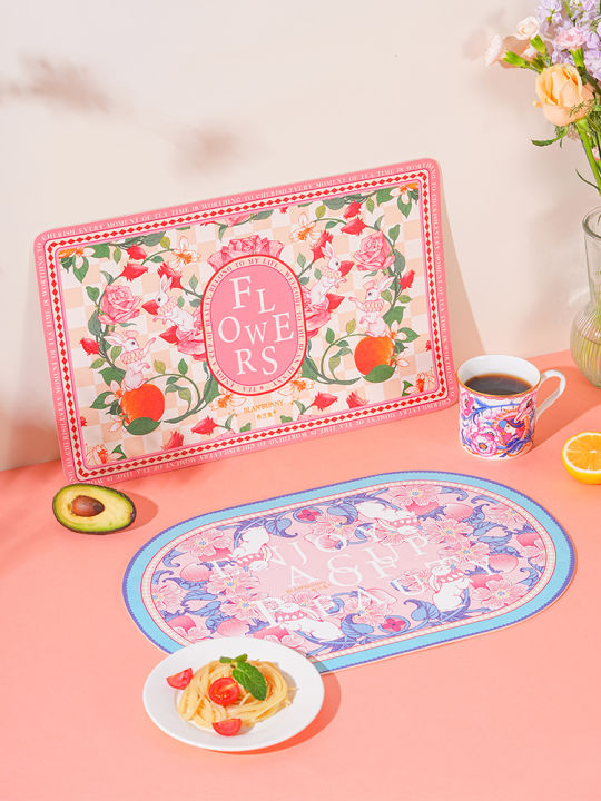 Blanbunny Ban Đầu Hình Minh Họa Trà Thảm Trà Trà Coaster Thấm Hút Nước Bàn Ăn Chịu Nhiệt Miếng Lót Phong Cách Châu Âu
