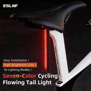 ESLNF Type-C For Taillight RGB Bike Flowing IPX4 Mount Waterproof Night 1200Mah Riding Rail Seat Rechargeable
