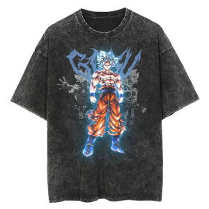 Bandai | Dragon Ball 2026 New Hot Vegeta Vintage Wash T-Shirt Sports Fitness T-Shirt Mens Harajuku Clothing Dragon Ball Streetwear