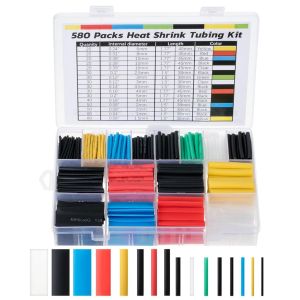 580 pcs 2:1 Heat Shrink Tubing Kit 6 Colors 11 Sizes Assorted Sleeving Tube Wrap Cable Wire Kit for DIY