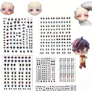 12 Different Models of Eye and Mouth Stickers Handmade DIY Clay Doll Eyes Ultra-Light Soft Polymer Q-Style Face Mold Doll Eye Stickers