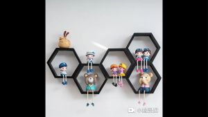 HBM Rak Dinding Hexagonal Hiasan Dinding Aesthetic Rak Hexagonal Kayu Jati Pajangan Hiasan Dinding Gantung