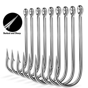 100Pcs High Carbon Steel Fishing Hook Long Handle Barbed Worm Hook With Ring Live Bait Fishing Hook Carp Fishing Accessories