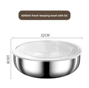 Large Stainless Steel Mixing Bowls Rust Resistant for Dough Kneading Pasta Making Vegetable Washing Soups Kitchen Utensil