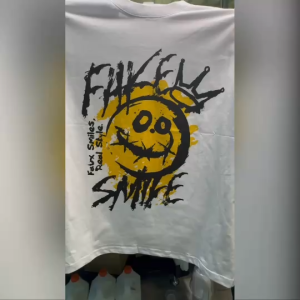 เสื้อสกรีนคู่หน้า-หลัง Oversize เสื้อยืดแฟชั่นวัยรุ่น ผ้าCotton100% Printed T-Shirt  68237#