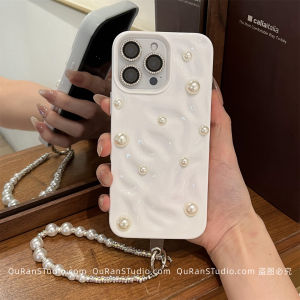 Fresh Pearlescent Folded Silicone Phone Case for Apple 16 pro Max 13 14 Soft Shell 15 pro 11 Anti-Fall Trendy Womens Ins Style