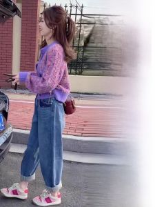 เสื้อสเวตเตอร์ถักนิตติ้งสไตล์ลำลองสำหรับผู้หญิงในฤดูใบไม้ร่วง 2025 ชุดเดรสยาวทรงเอ 2 ชิ้น ทรงหลวม คอตั้ง แขนยาว