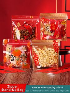 DOLO DAKING | New Year Clear Stand-Up Pouch Window Ziplock Seal Snack Packaging
