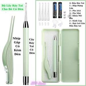 Bộ Dụng Cụ Lấy Ráy Tai Có Đèn Dạ Quang Cho Bémón vệ sinh tai mũi cho bộ 3