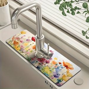 VIKAMA Faucet Water Absorption Mat For Kitchen Bathroom Washbasin Sink Drain And Splash Prevention Pad For Home Decoration