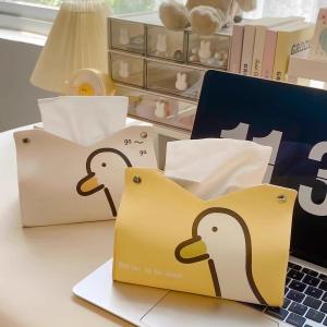 Quirky Office Desktop Tissue Box Cute Leather Long Rectangle Shape Bedroom Living Room Female Style Storage Organizer Box