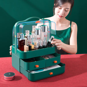 Makeup Organizer for Vanity Large Capacity Skincare Organizer with Transparent Cover and Drawers Dustproof Cosmetic Display Case Makeup Caddy Holder