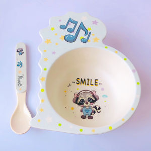 เด็กทารก ชามชามเด็ก Anti-fall Anti-scald การ์ตูน น่ารัก บ้านเนอสเซอรี่ Eating เด็กทารก อาหารเสริมบนโต๊ะอาหารเส้นใยไม้ไผ่