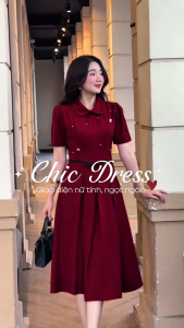 [DUY NHẤT 10-12.10-VOUCHER 40K]Đầm thiết kế BEMINE cổ sen đính đá tùng xếp ly phù hợp đi tiệc-B144