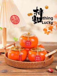 MONLEYTA | New Year Decoration Mandarin Orange柿子 Home Decorations Living Room Retro Style Ceramic Plants Vintage Chinese Style Moving House Supplies