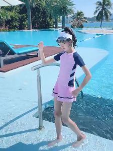 Đồ Bơi Cho Bé Gái Bộ Bơi Bé Gái Kéo Khóa Tay Ngắn Thiết Kế Dễ Thương Chất Liệu Co Giãn Cho Bé Từ 18-60kg HB2309