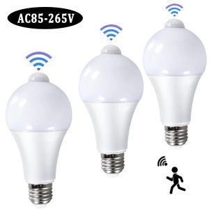 12W E27 LED Motion Sensor Lamp Bulb PIR Sensor Light Auto ON/OFF Night Light For Home Parking Anti-stealing Security Light 110V 220V