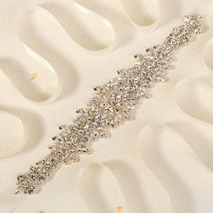 Silver Bridal Wedding Waistband Sparkling Crystal Handmade Sash for Women Wedding Supplies Jewelry Accessories