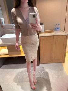 Korean Style V-Neck 3/4 Sleeve Knitted T-Shirt Womens Slim Fit Breathable Casual Top Pure Desire Fashion Versatile Base Shirt