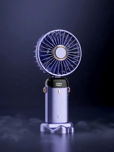 Mini Handheld Fan Portable Foldable Small Fan Digital Display Office Student Small 5 Modes Fan USB Charging 3000mA Battery