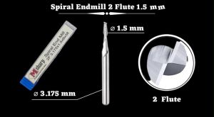 EndMill 2 Flute Spiral 1.5mm - CNC Router Bit / Mata Milling Carbide 1.5 mm 2F