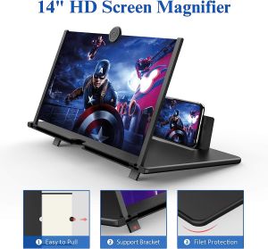 Screen Magnifier for Cell Phone 3D HD Magnifying Projector Screen Enlarger for Movies Videos and Gaming Foldable Phone Stand with Screen Amplifier Compatible with All Smartphones