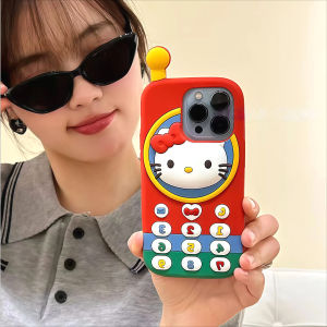 Sanrio | Lovely Cartoon 3D Hello Kitty Telephone Phone Case For iPhone 17 16 15 14 13 12 Pro Max Plus 17 Pro Shockproof Anime Phone Cover