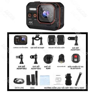 Camera Hành Động Wifi 4K HD 60FPS 170 Độ °   Camera Hành Trình Thể Thao Ngoài Trời Chống Nước Góc Rộng Cho Xe Đạp Xe Máy Mũ Bảo Hiểm Với Màn Hình LED