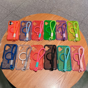 High Clear Armor Phone Case for iPhone 13 14 15 16 Pro Max Wireless Charging Magnetic Wrist Strap Bracelet Shockproof Back Cover