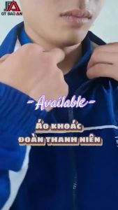 Áo Khoác Gió Đoàn Thanh Niên Cổ Bẻ Màu Xanh Bích Nhạt Phù Hợp Cho Nam Nữ Logo Thêu