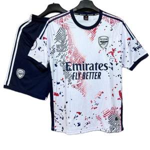 Bộ quần áo bóng đá AR SE NAL màu trắng logo THÊU vải THUN LẠNH thoáng khí thấm hút mồ hôi cao cấp