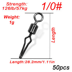 FishTrip 50Pcs Fishing Sinker Swivel Clip Drop Shot Swivel for Sinker Weight Make Terminal Tackle