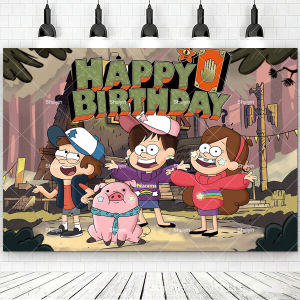 Beast Kingdom | Cartoon Gravity-Falls Backdrop Kids Birthday Decorations Party Supplies Boy Baby Shower Banner Background Photo Shoot Props Gift