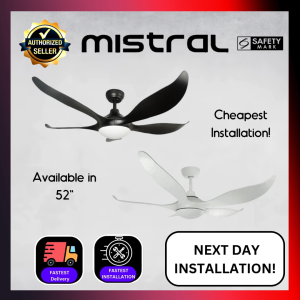 CHEAPEST INSTALL Mistral DFan Typhoon 52" 5 Blades Ceiling Fan With 3-Tone LED Light Remote Control
