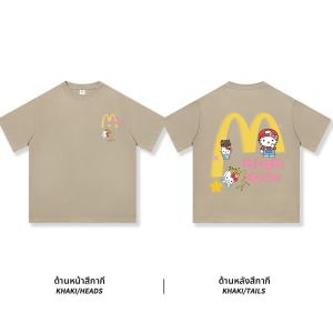 เสื้อยืดคอกลมแขนสั้นผ้าฝ้ายแท้ทรงหลวมสำหรับฤดูร้อน 2025 สำหรับผู้ชายและผู้หญิง ลายการ์ตูนสัตว์เลี้ยง ระบายอากาศได้ดี ใส่สบาย