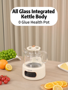 1200ML Electric Health Pot Glass Kettle with Tea Strainer & Base | 0 Glue All-Glass | 24H Keep Warm | Herbal Tea Cooker | 24H Preset | Multifunctional Thickened Glass Teapot